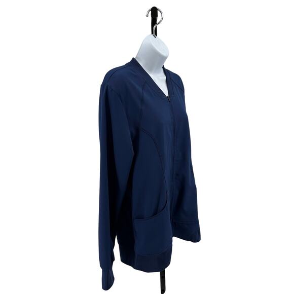 Dickies Zip Front Warm-Up Scrub Jacket WMNS M Blue Sweater Long Sleeve Uniform - Picture 4 of 13